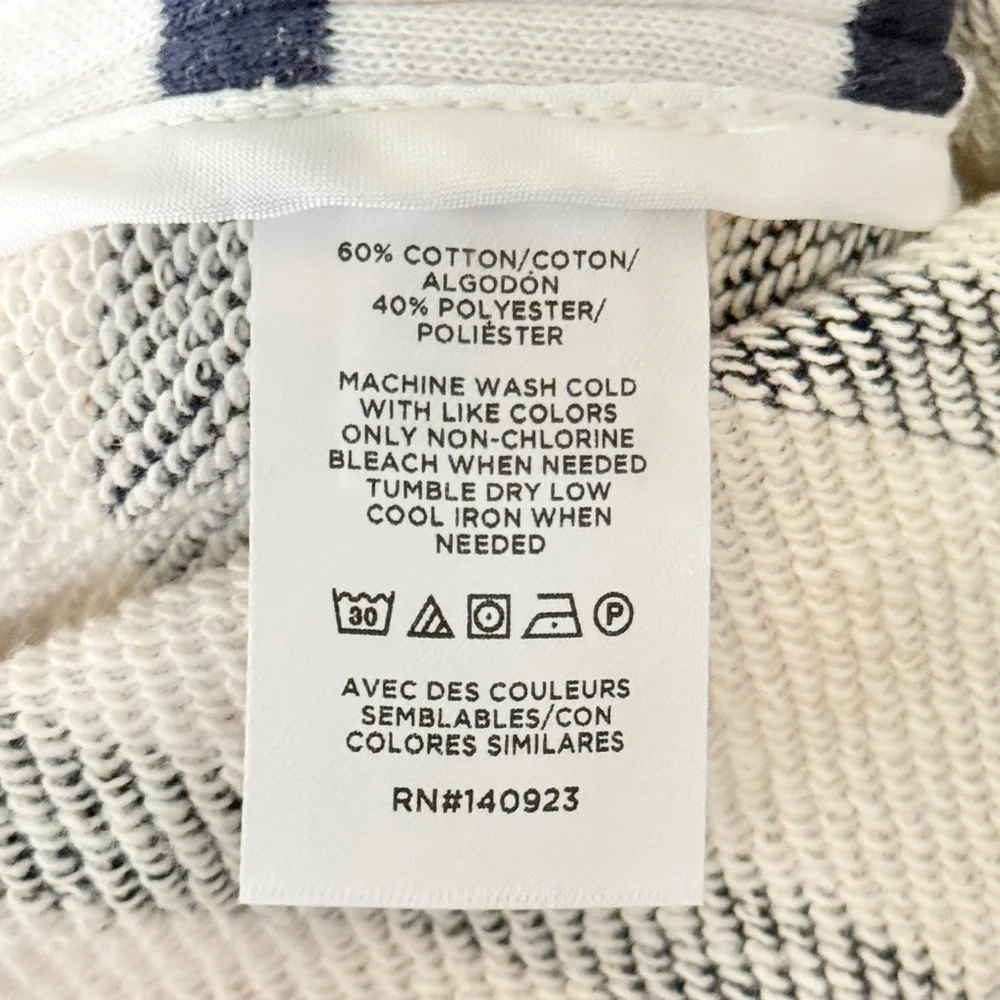 NWT Loft Striped Terry‎ Patch Pocket Jacket White Blue Women’s Size Large Petite